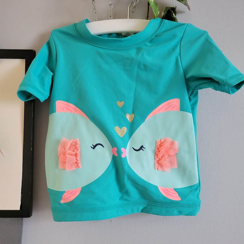 Carter's Girl's Short Sleeve‎ Rashguard Swim Top 2T